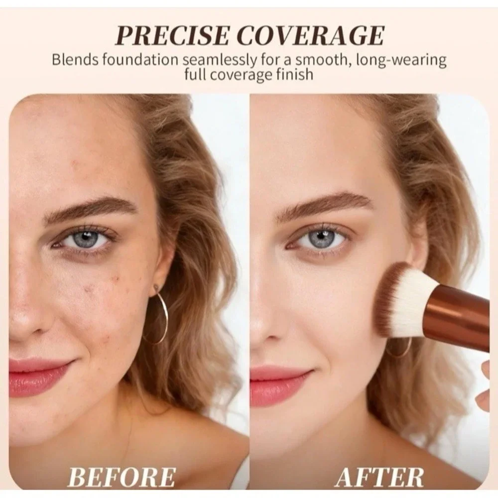 DUcare Flat Top Kabuki Foundation‎ Brush, Single Flat Foundation Brush